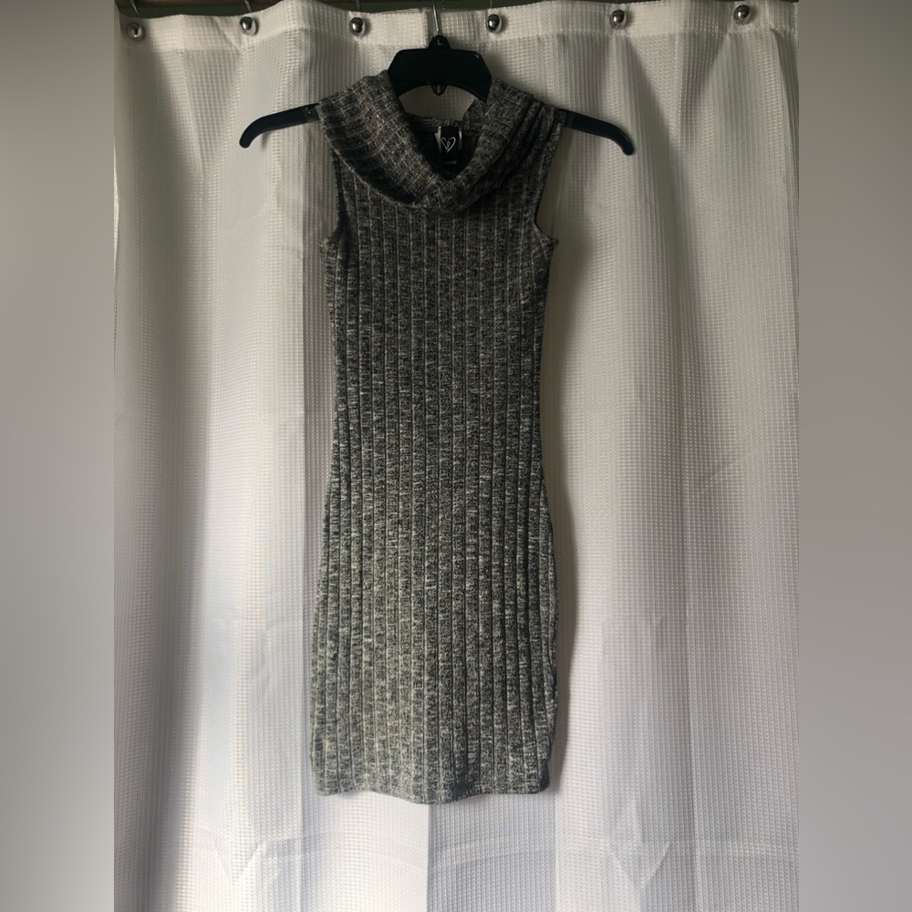 Windsor Cowl Neck sleeveless mini dress.